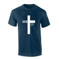 thumbnail image 1 of Mens Christian Tshirt Salvation Cross Jesus Loves You Short Sleeve T-shirt Graphic Tee-Heather Navy-medium, 1 of 1
