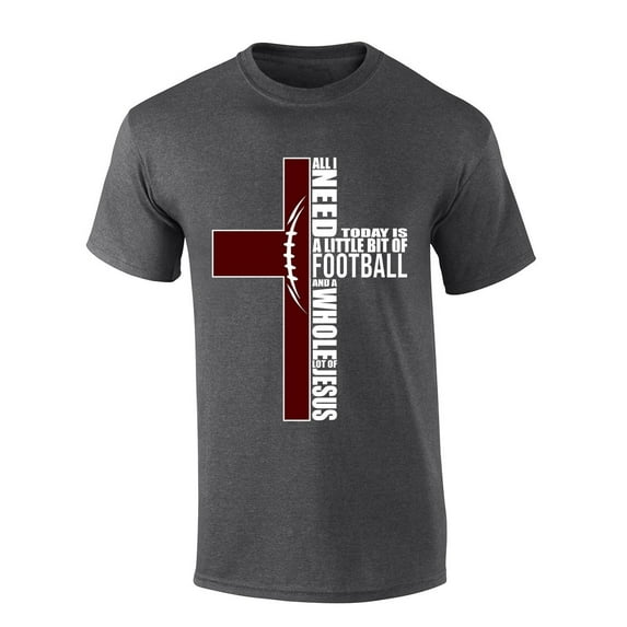 Mens Christian Tshirt Texas Football and Jesus Maroon Team Color Short Sleeve T-shirt-Heather Grey-6xl