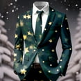 thumbnail image 1 of Mens Christmas Blazer Christmas Suit Jacket Notched Lapel Long Sleeve Blazer (Navy XXXL), 1 of 3