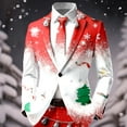 thumbnail image 1 of Mens Christmas Blazer Christmas Suit Jacket Notched Lapel Long Sleeve Blazer (Watermelon Red_2 L), 1 of 3