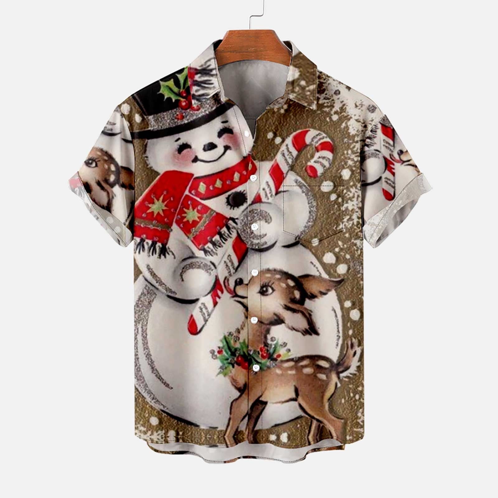 Mens Christmas Bowling Shirts,Christmas Shirt for Men Hawaiian Relaxed