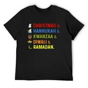 Mens Christmas Diwali Kwanzaa Hanukkah Ramadan T-Shirt Black Small