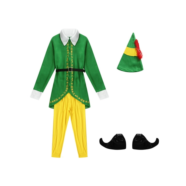 Mens Christmas Elf Costume Santa Suit Buddy Full Set Adults Halloween  Christmas Cosplay Holiday Party Costumes