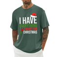 thumbnail image 1 of Mens Christmas Fall Tops Crewneck Holiday Themed Apparel Couple Matching Short Sleeve Mens Bussiness Casual Shirt,Green,XL, 1 of 5