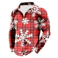 thumbnail image 1 of Mens Christmas Fall Tops Stand Up Collar Long Sleeved Christmas Printed Half Zip Mens Work Clothing,Watermelon Red,L, 1 of 4