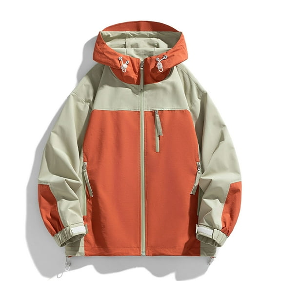 Mens Christmas Gift Ofreoo Men's Stitching Drawstring Hooded Slim Fashion Jacket Coat Outwear