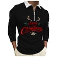 thumbnail image 1 of Mens Christmas Golf Polo Tops 3D Digital Printing Holiday Lapel Half Zipper Long Sleeve Mens Casual Shirts,J,XL, 1 of 4