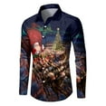 thumbnail image 1 of Mens Christmas Golf Polo Tops Lapel Color Blocked Long Sleeve Snowflake Printed Button Down Mens Festival Clothing,Grey,M, 1 of 2