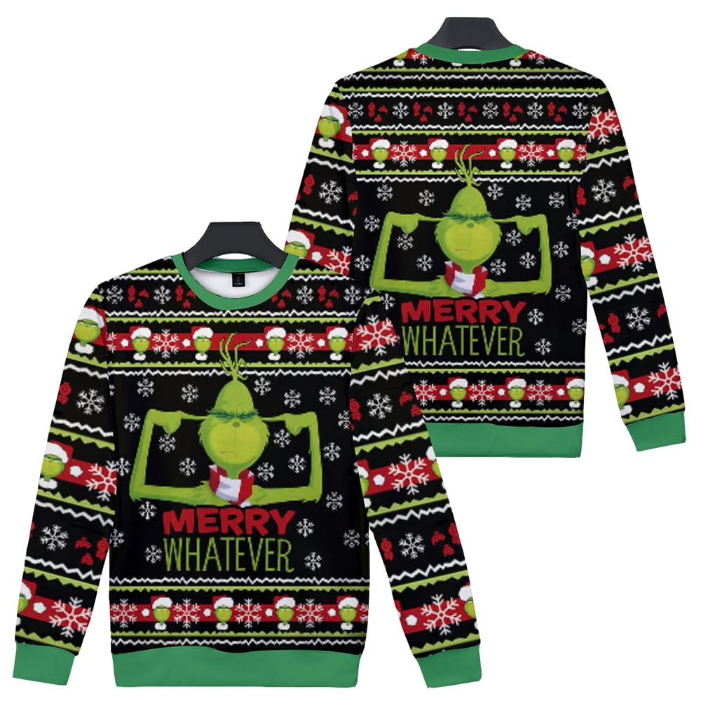 Mens Christmas Grinch Sweatshirt Xmas Tops Grinch Adult Christmas