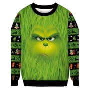 FASHIONMIO Mens Christmas Grinch Sweatshirt Xmas Tops Grinch Adult Christmas Sweater