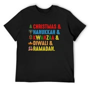 Mens Christmas Hanukkah Kwanzaa Diwali Ramadan Short Sleeve T-Shirt Black Small