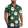 thumbnail image 1 of Mens Christmas Hawaiian Shirts Party Short Sleeve Button Down Shirt Turndown Collar Blouse, 1 of 5