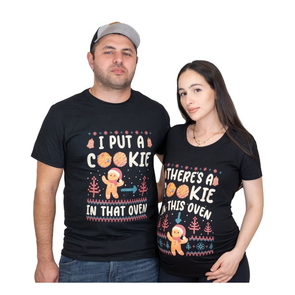 Mens Christmas I put Cookie Couple T-shirts Funny Matching Costume Thanksgiving Tee Shirt (Mens Medium)