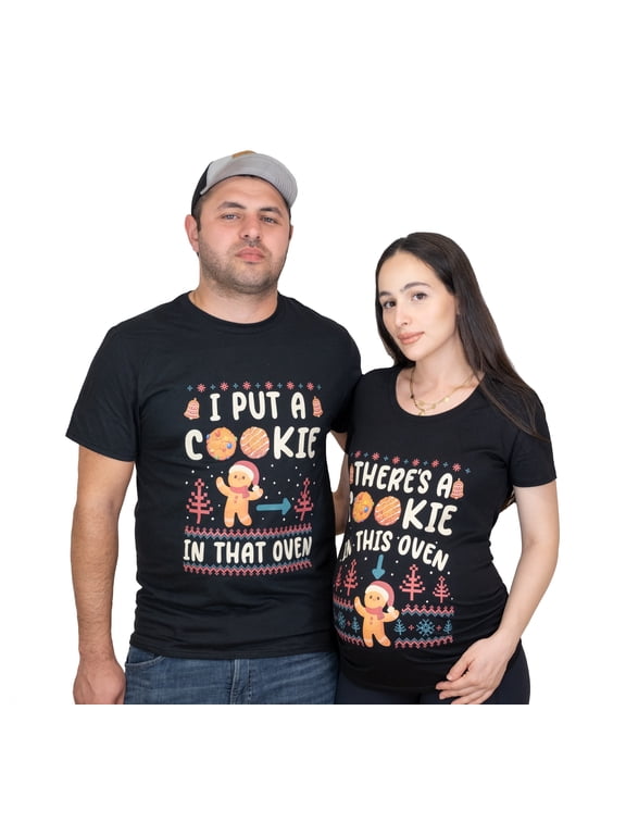 Mens Christmas I put Cookie Couple T-shirts Funny Matching Costume Thanksgiving Tee Shirt (Mens Small)