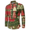 thumbnail image 1 of Mens Christmas Long Sleeve Button Down Shirt Casual Slim Fit Dress Shirts, 1 of 3