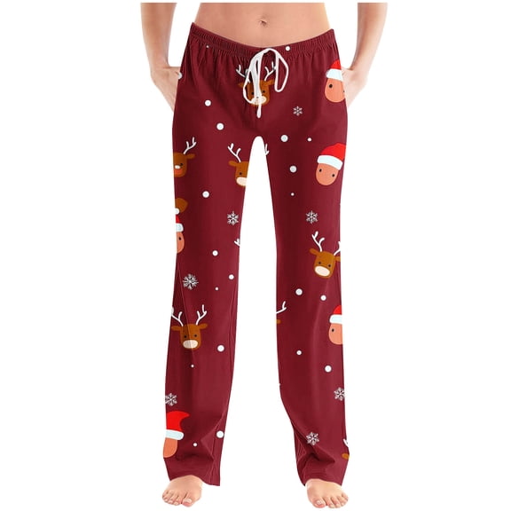 Mens Christmas Pajama Pants Big & Tall Sleep Lounge Pants Drawstring Holiday Xmas Pjs Bottoms Wine, 4XL