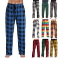 thumbnail image 1 of Mens Christmas Pajama Pants Comfy Soft Funny Plaid Pajama Pants with Pockets Fall Winter Color Block FlannelSoft Sleep Pants Blue L, 1 of 5