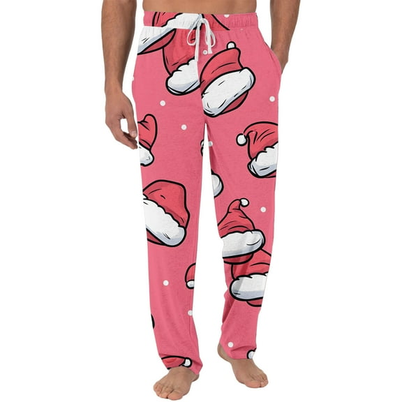 Mens Christmas Pajama Pants, Fashion Casual Drawstring Waist Pajama Pants with Pockets, Comfy Pajamas Trousers, Christmas Gifts for Men, Style E, Size XL