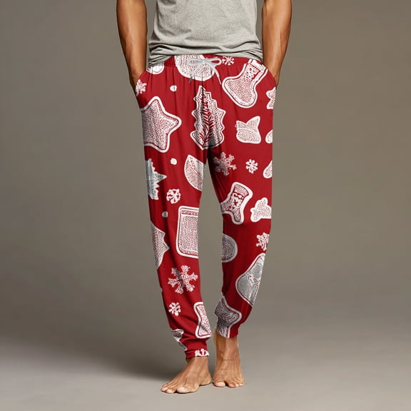 Onlypants Mens Christmas Pajama Pants, Fashion Casual Drawstring Waist Pajama Pants with Pockets, Comfy Pajamas Trousers, Perfect Christmas Gifts for Men, Style D, Size M