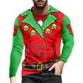 thumbnail image 1 of Mens Christmas Pique Shirts Tops Long Sleeve Round Neck Christmas Special Print Mens Summer Clothing,Red,L, 1 of 4