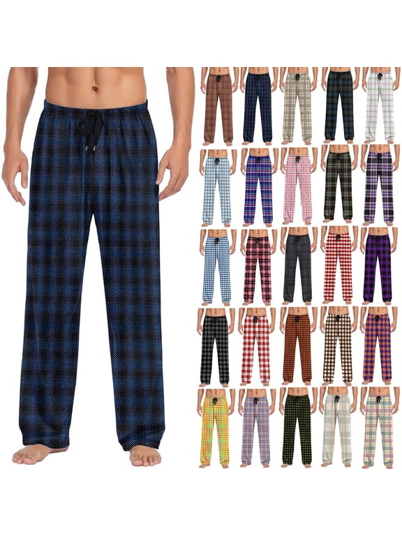 BiZtdJrK Mens Christmas Plaid Pajama Pants Fashion Buffalo Checkered Lounge Trousers Drawstring Waist Straight Leg Pj Bottoms Sleepwear, Red, XXXL