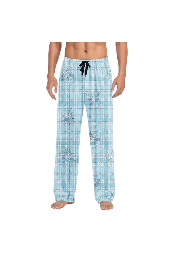 Mens Christmas Plaid Sleep Pants Elastic Drawstring Pajama with Pockets Straight Leg Pajama Bottoms Soft Lounge Wear Funny Novelty Holiday Pajamas