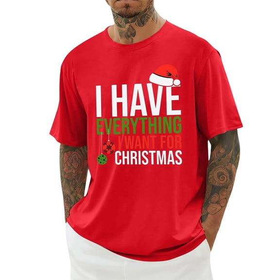 Mens Christmas Polos Crewneck Holiday Themed Apparel Couple Matching Short Sleeve Mens Work Clothing,Red,M