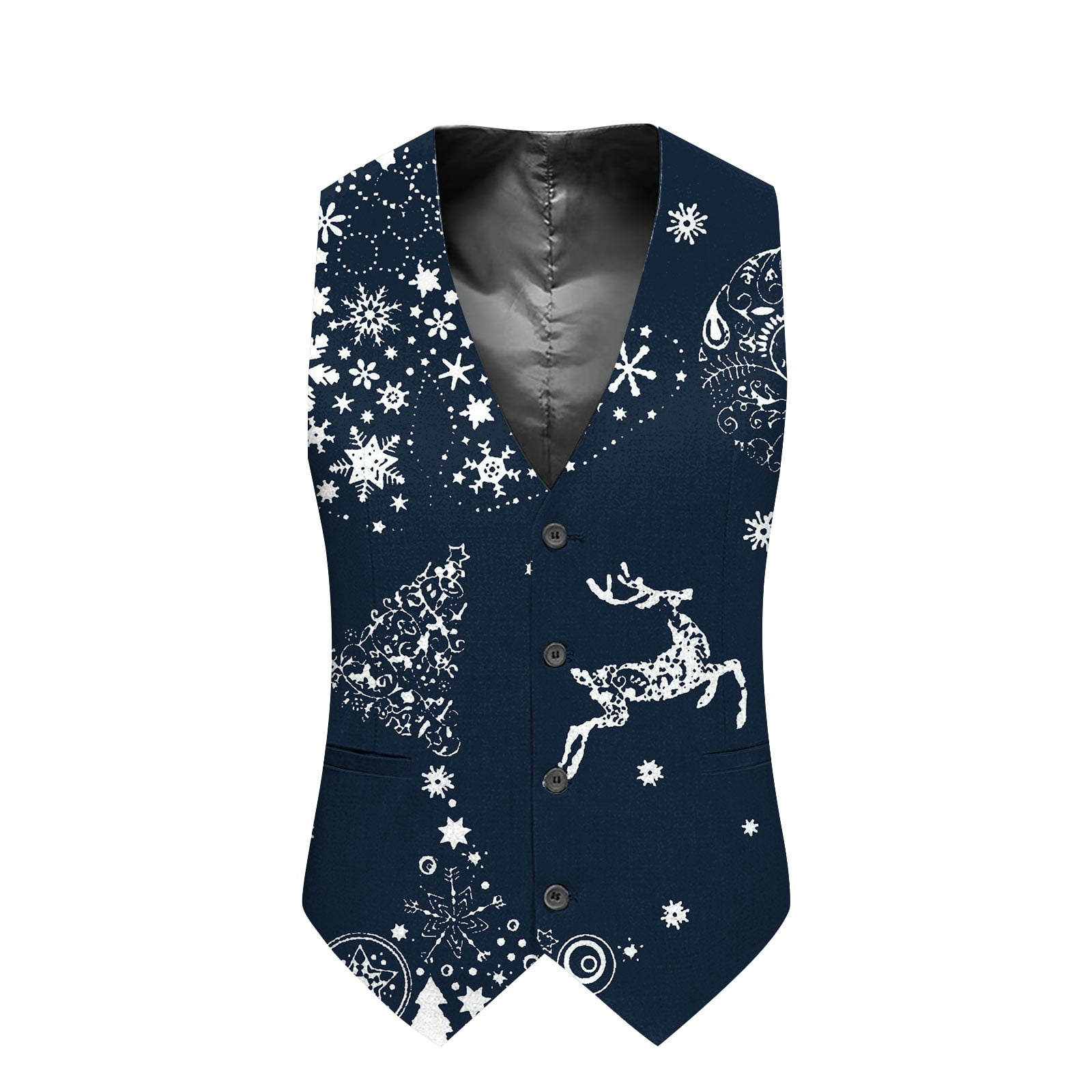 Mens Christmas Printed Pocket Painted Denim Jacket Men Buttons