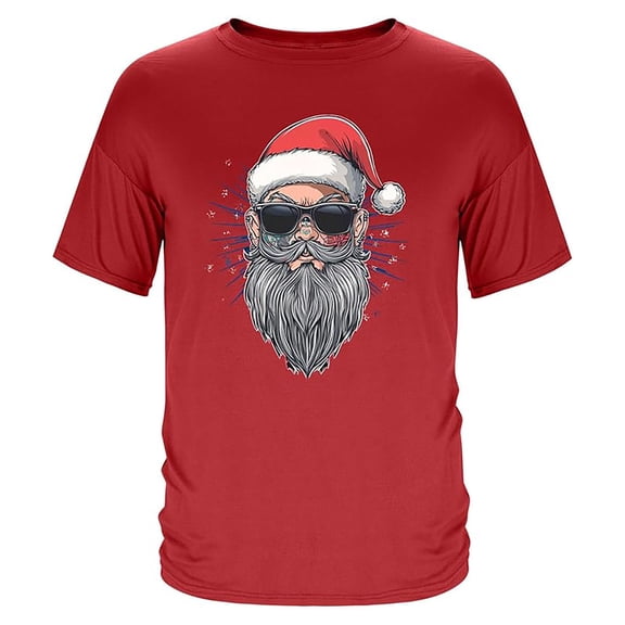 Mens Christmas Pullover Tops Short Sleeve with Festive Santa Design Gifts for Men,Red,XL