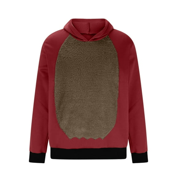 Mens Christmas Reindeer Sherpa Hoodie With Ear Mens Christmas Ugly Funny Costumes for Cosplay Party