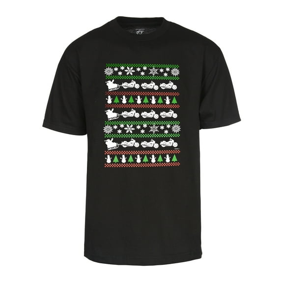 Mens Christmas Santa Biker Sleigh Short-Sleeve T-Shirt - Black - Medium