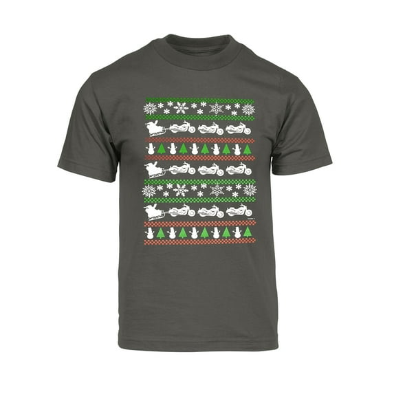 Mens Christmas Santa Biker Sleigh Short-Sleeve T-Shirt - Dark Grey - Small