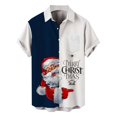 thumbnail image 1 of Mens Christmas Santa Gift 3D Digital Printing Button Lapel Short Sleeve Shirt T Shirt Top Blouse, 1 of 4
