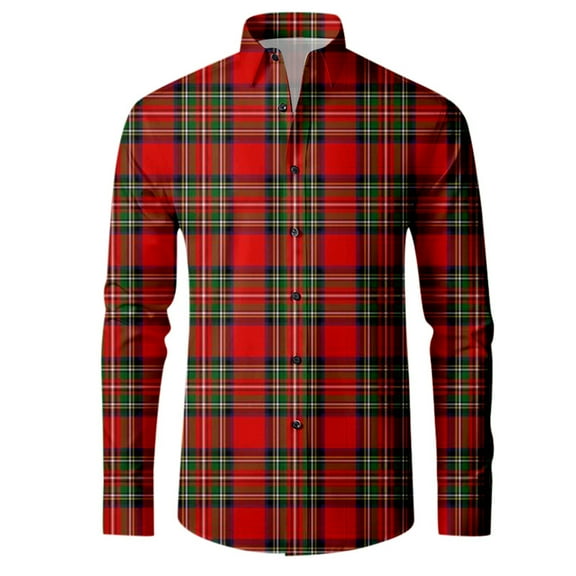 Mens Christmas Shirts Button Up Long Sleeve Classic Red Green Plaid Shirt Plus Size Fall Casual Regular Xmas Tops Pink L