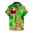 thumbnail image 1 of Mens Christmas Shirts Santa Claus Pattern Button Down Fashion Short Sleeve Lapel Mens Casual Shirts,Gold,2XL, 1 of 4