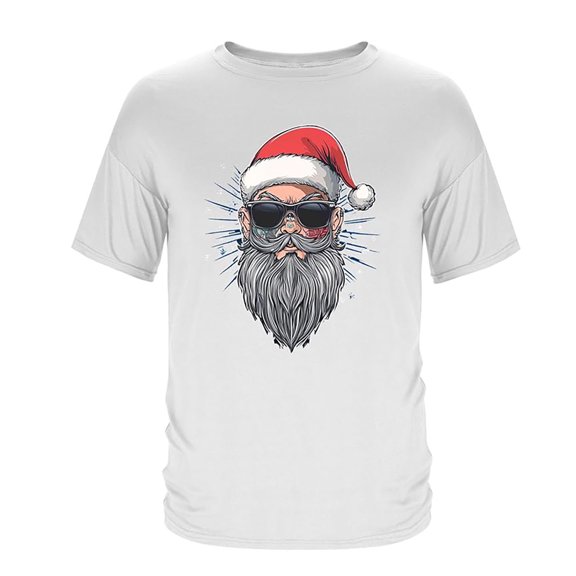 Mens Christmas Shirts Short Sleeve with Festive Santa Design Mens Work Clothing,White,2XL
