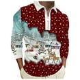 thumbnail image 1 of Mens Christmas Shirts Tops 3D Digital Printing Holiday Lapel Half Zipper Long Sleeve Mens Formal Shirts,I,M, 1 of 4