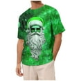 thumbnail image 1 of Mens Christmas Shirts Tops Short Sleeved Round Neck Daily Santa Mens Work Clothing,Green,2XL, 1 of 3