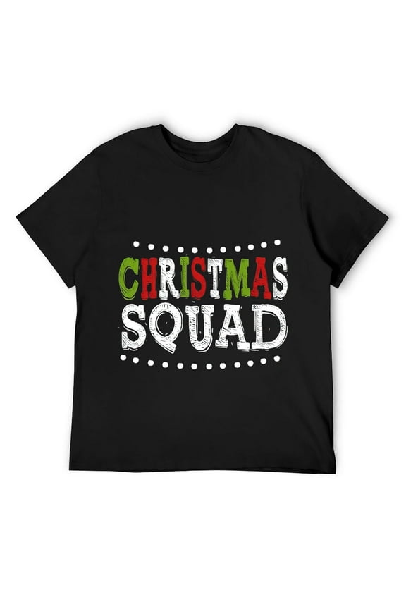 Mens Christmas Squad Family Matching Xmas Team Santa Group Short Sleeve T-Shirt Black