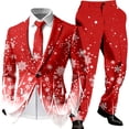 thumbnail image 1 of Mens Christmas Suit 2 Piece One Button Xmas Jacket Blazer with Pockets And Pant Set Funny Snowflake Slim Fit Winter Party Mens Suits, 1 of 3