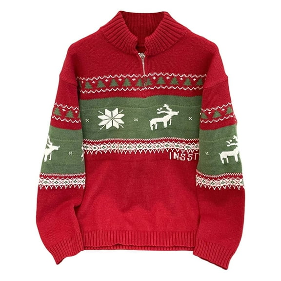 Mens Christmas Sweater - Autumn Winter Knitted Pullover Casual Warm Christmas Elk Pattern Sweater Cozy Men's Clothing