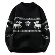 BUWTTED Mens Christmas Sweaters Ugly Funny Long Sleeve Crewneck Knit Pullover Sweaters Christmas Vintage Print Winter Warm Cozy Xmas Gifts Christmas Sweaters