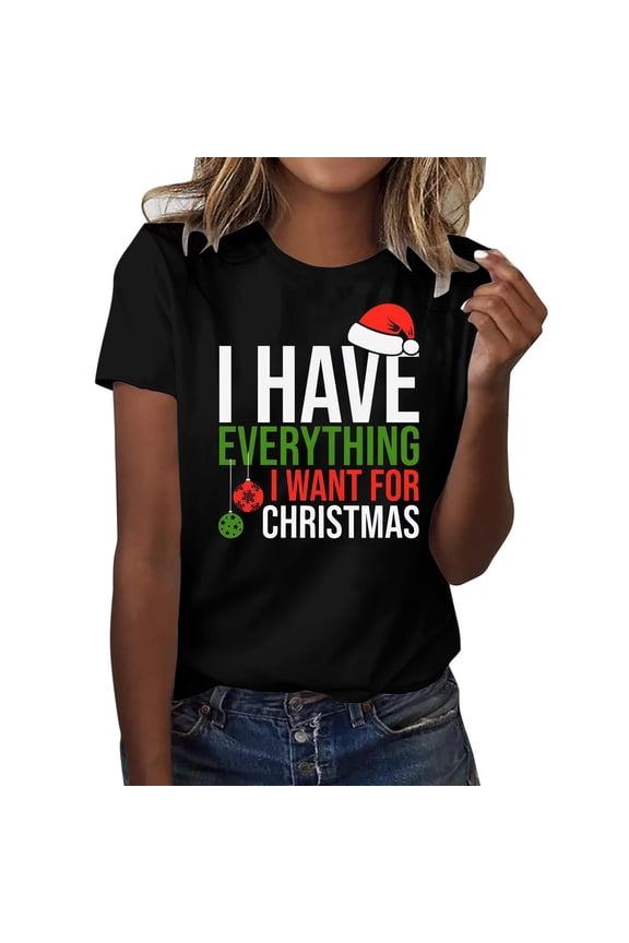 Mens Christmas T Shirt Crewneck Holiday Themed Apparel Couple Matching Short Sleeve Gifts for Men,Black,XL