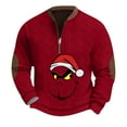 thumbnail image 1 of Mens Christmas T Shirt Mens Christmas Sweater 1/4 Button Red XXL, 1 of 4