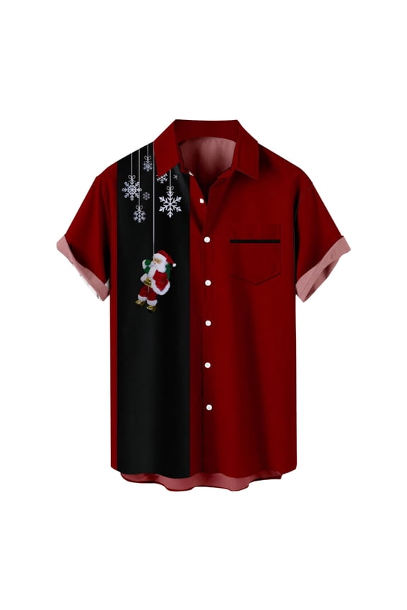 Mens Christmas T Shirts Golf Santa Gift 3D Digital Printing Button Lapel Short Sleeve Mens Performance Polos,K,L