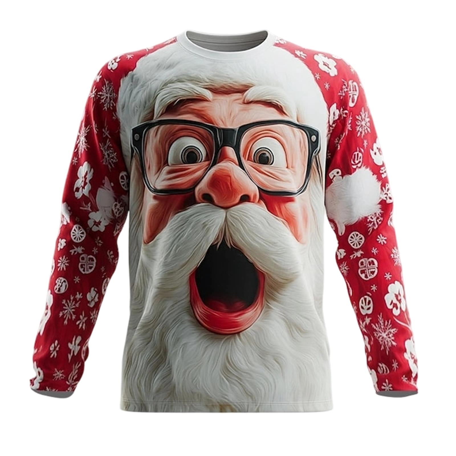 Mens Christmas T Shirts Long Sleeve Funny Santa Graphic Pajamas Tee — free download