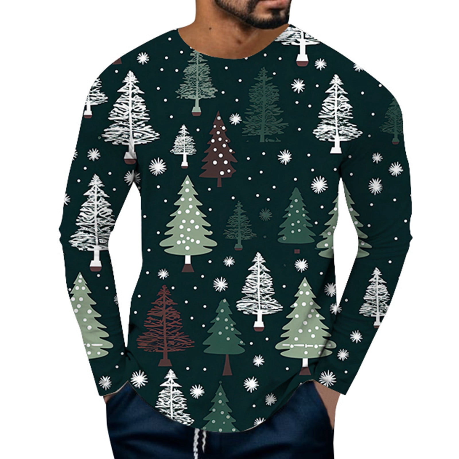 Mens Christmas T Shirts Long Sleeve Merry Christmas Graphic Pajamas Tee — free download
