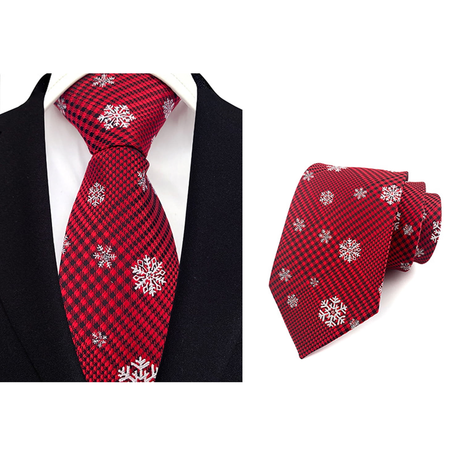 Mens Christmas Ties Wide Silk Neck Tie Pocket Square Cufflinks Gift For