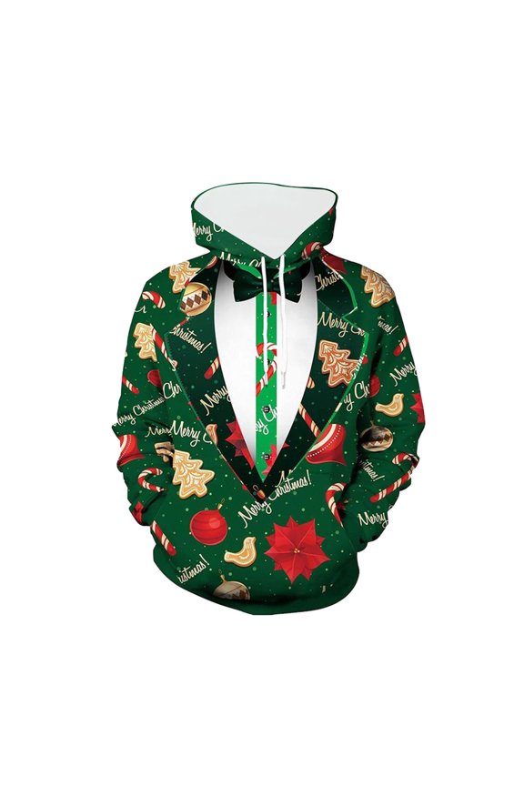 Mens Christmas Tops Couple Casual Hooded Pocket Christmas Winter Clothing for Men,Army Green,2XL