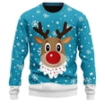 thumbnail image 1 of Mens Christmas Sweaters Funny Reindeer Print Crewneck Pullover Sweaters Long Sleeve Holiday Winter Warm Cozy Xmas Gifts Mens Sweaters, 1 of 4